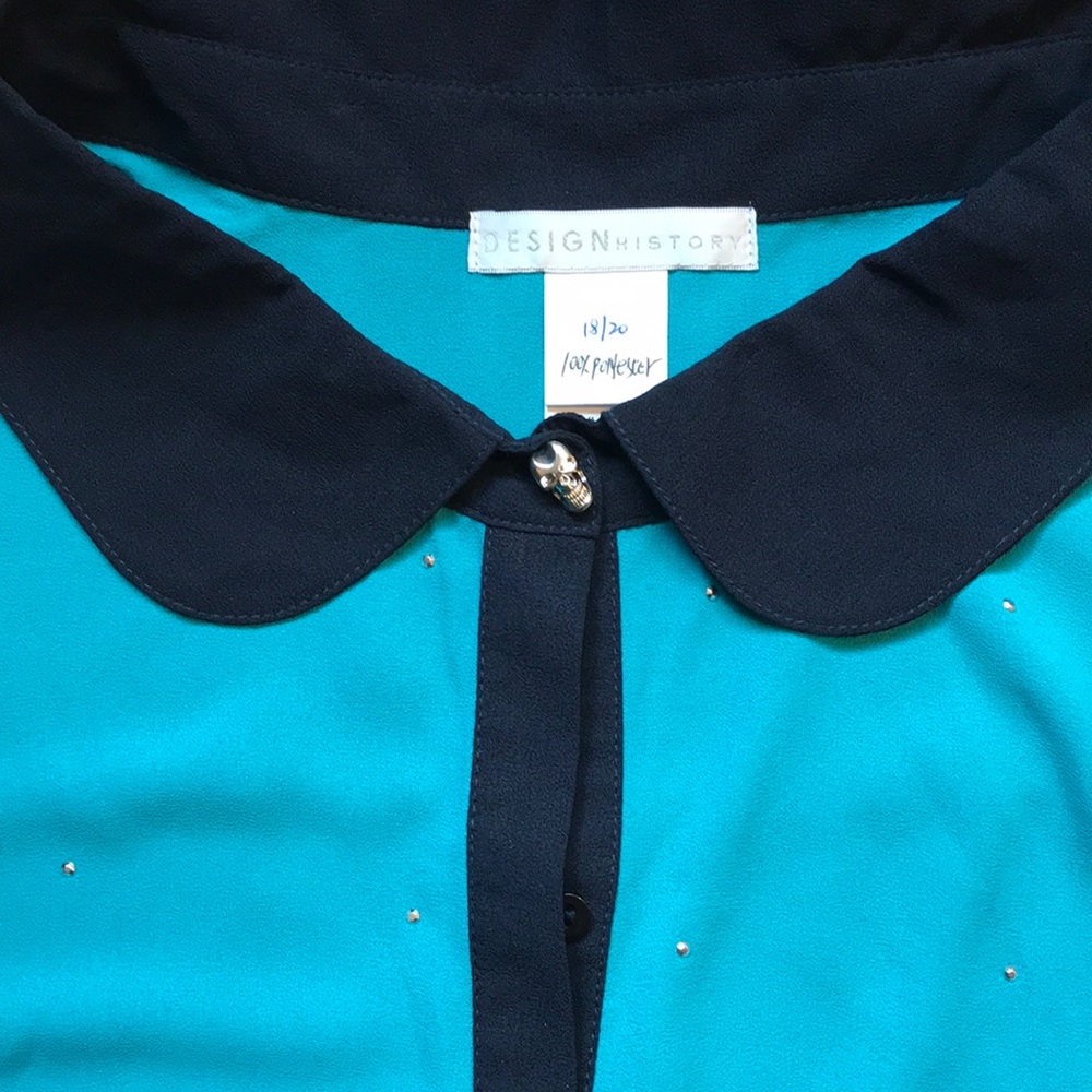Design History mini studded teal top size 18/20 - Picture 2 of 8